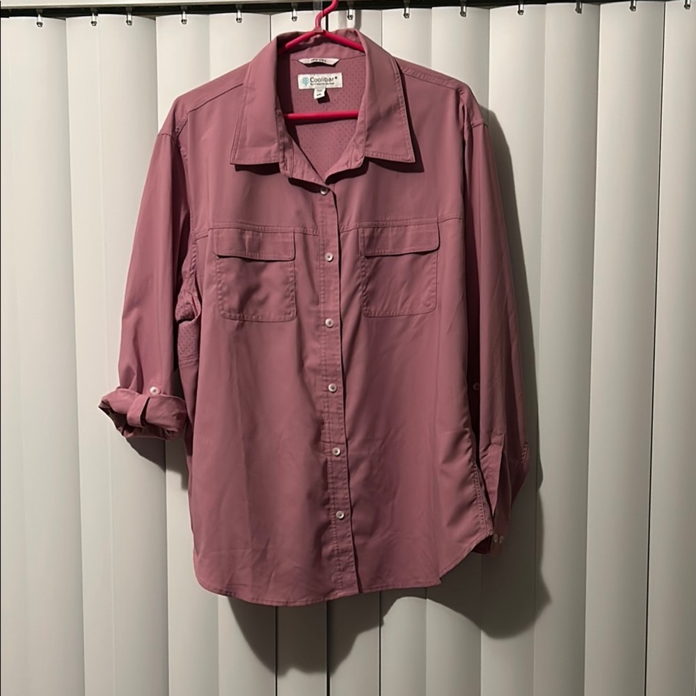 Pink Button-Up Shirt by Coolibar XXL w15